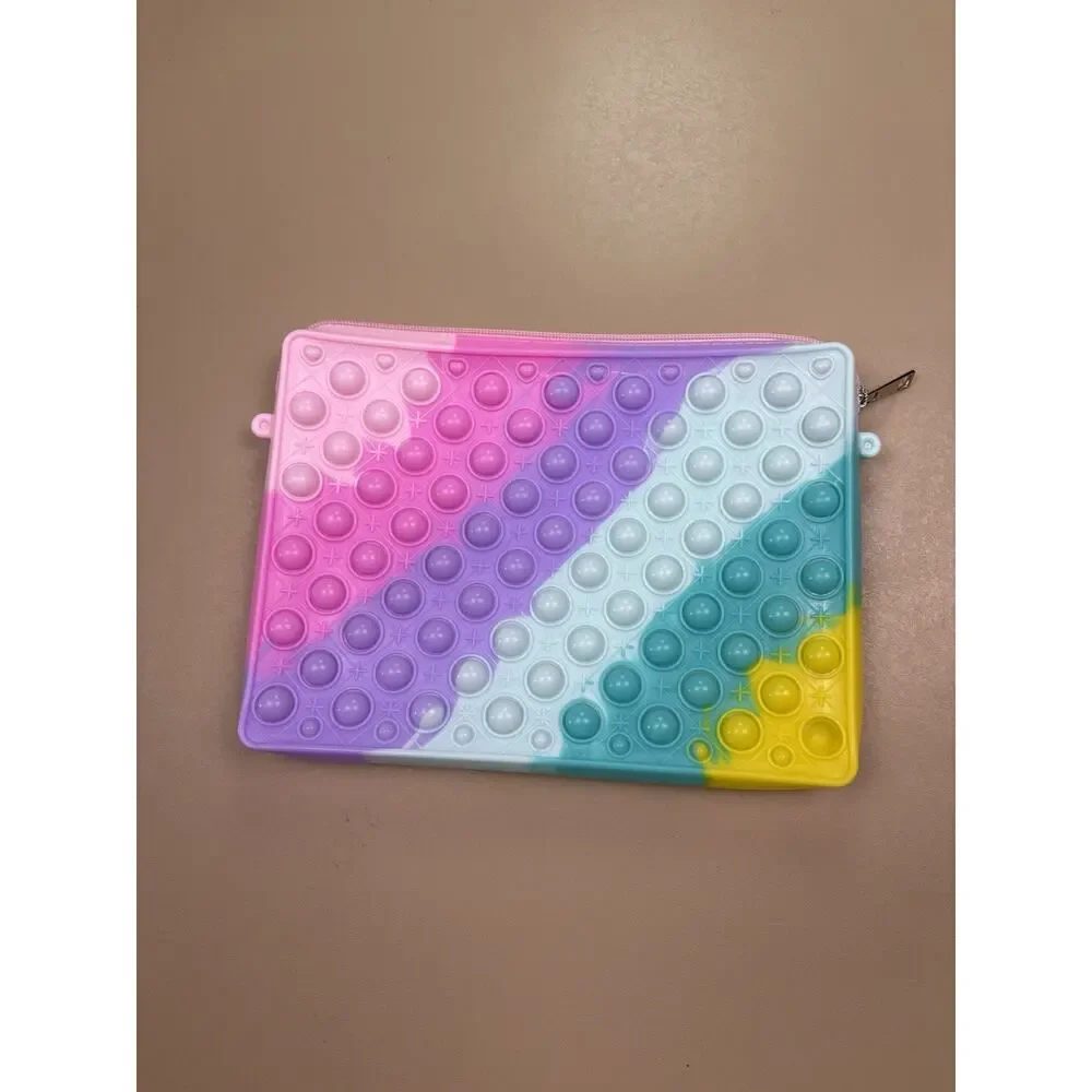 Pastel Rainbow Pop It Crossbody Bag Fidget Purse Silicone Zipper NWOT Strap